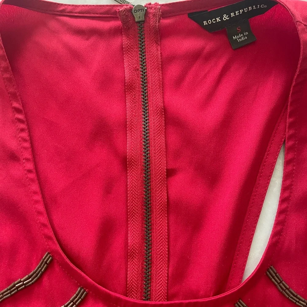 Beaded Red Tank Blouse - Picture 3 of 7